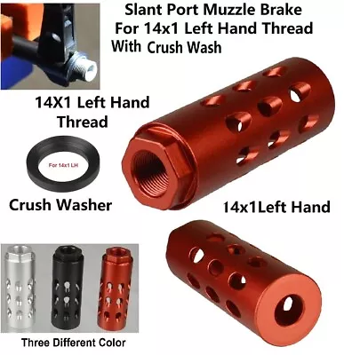 Aluminum Red Slant Port Low Concussion Muzzle Brake Compensator 14x1 Left Hand • $19.99