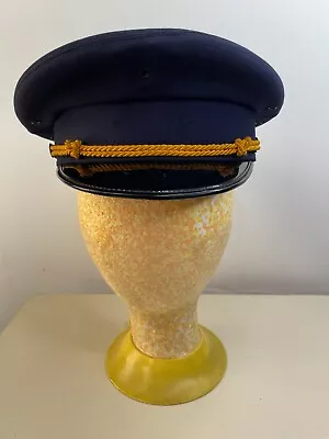 Vintage Sentry Hat Cap Mailman Police Officer Conductor 7 1/8 Blue Military • $33.99