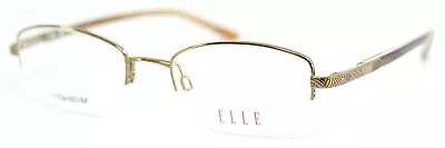 ELLE EL18747 BR Brown Titanium Rectangular Womens Half Rim Eyeglasses 51-19-135 • $24.99