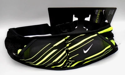 $24.95 • Buy Nike Double Pocket Flash Belt 2 Bottle Waistpack Black/Volt/Silver