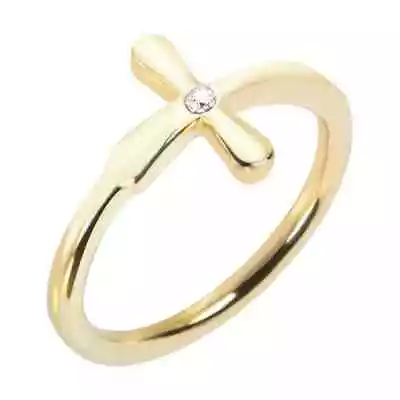 Women's Ring Size 14 Morellato SAIS05014 Yellow Gold Diamante Shape Cross • $31.85