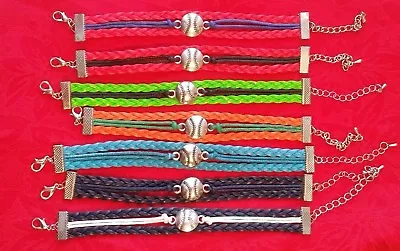 Softball - Baseball Faux Leather Bracelet - Sports - Custom Made - U Choose  • $2.99