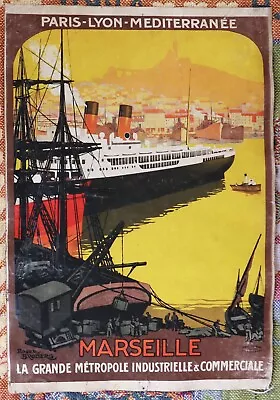 1920's  Marseille La Grand Metrople  Industrialle Paris French Travel Poster • $24.99