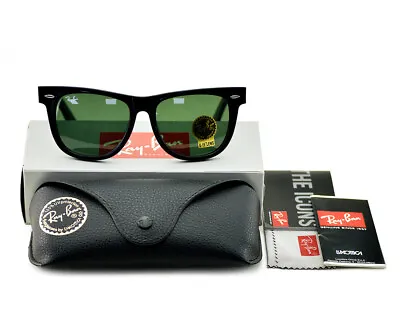 Ray-Ban Sunglasses RB2140 Original Wayfarer Black Frame Green Lenses 54mm Unisex • $66.99