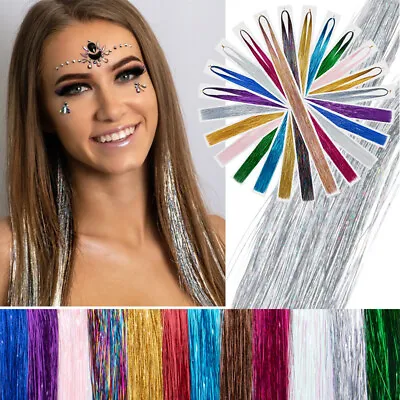 Hair Tinsel Strands Kit 12 Colors 2400 Strands Tinsel Hair Extensions Glitter • £11.98