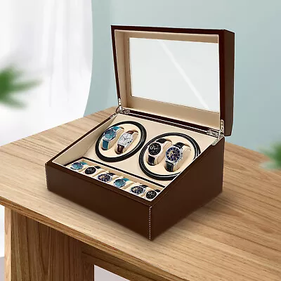 4+6 Automatic Rotation Leather Wood Watch Winder Storage Box Display Case • $63.99