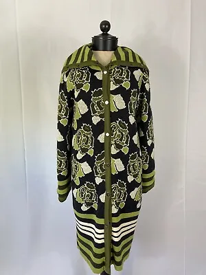 $389 • Buy MISSONI Size Medium Green Black Knit Car Coat Made In Italy