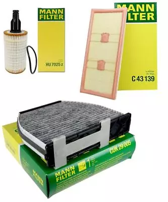 Mann Oil Air Carbon Cabin Filter Kit For Mercedes W204 C207 W212 C300 E350 E400 • $77.95