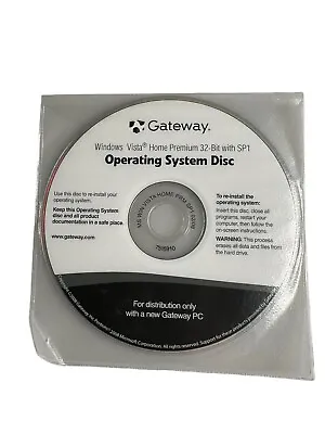 Windows Vista Home Premium 32 Bit Operating System Disc Gateway 2008 NEW Sealed • $30