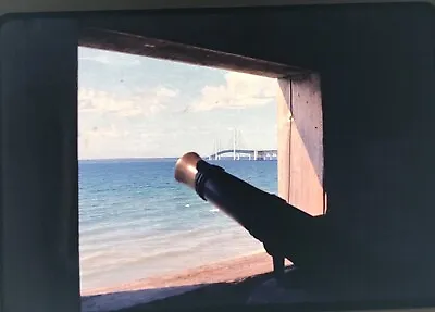 Mackinac￼ Bridge ￼Brass Cannon Amateur￼ 35mm Slide  Mi Fort ￼ Michilimackic • $9.95
