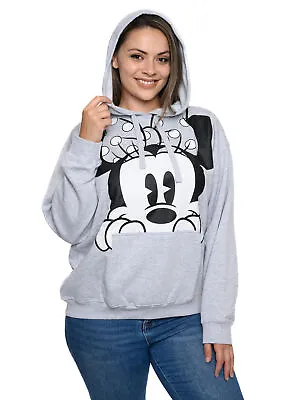 Minnie Mouse Peeking Hoodie Sweatshirt Disney Women's Plus Size Gray • $39.99