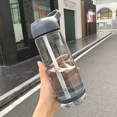 Sports Water Bottle Gym Travel 1000ml Drinking Leakproof Bottle Straw BPA Free • £6.89