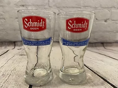 Vintage Schmidt Beer Glasses Jacob Schmidt Brewing Co 5.5  Lot Of 2 St Paul MN • $18.97