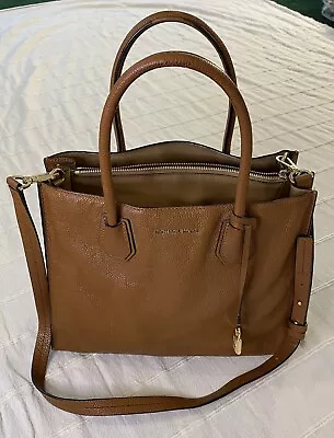 Michael Kors Mercer Large Pebbled Leather Accordion Tote Brown Handbag • $64.99