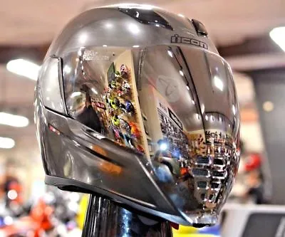 Ai Robot Terminator T2 T5 Chrome Mirrored Icon Airflite Quicksilver Crash Helmet • $258.95