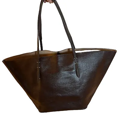 Zara Oversized  XL Pebbled Leather Shopper Tote Work Bag Retail $199 • $99