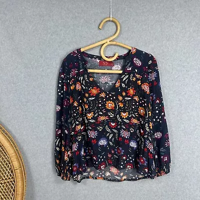 Tigerlily Top Blouse Boho Size 12 Orange Floral Flower Print  • $36