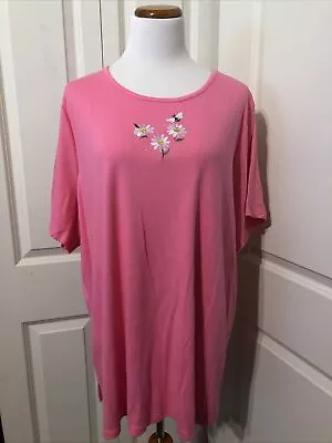 NWT Quacker Factory Bumble Bee Rhinestone Embroidered Pink Shirt Size 3X • $29.95