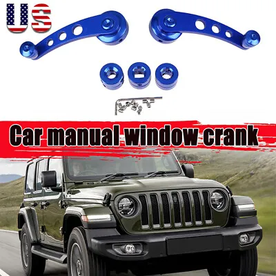 2pcs Blue Universal Billet Aluminum Window Crank Handle Winder Truck Pickup Door • $35.96