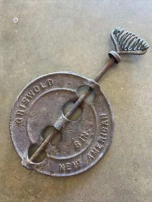 Griswold 6  Stove Pipe Cast Iron Flue Damper New American Metal Handle Vintage • $12.50