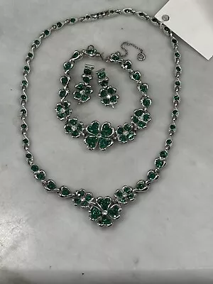 Bogoff Vintage Jewelry Set Green 4 Leaf Clover • $150
