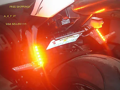 $13.49 • Buy Motorcycle LED Turn Signal Lights AMBER HiVIS ORANGE Auxiliary 2 Pieces 