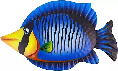 DOITOOL Coastal Ocean Sea Metal Fish Hanging Wall Art Decor Tropical Fish Figuri • $21.07