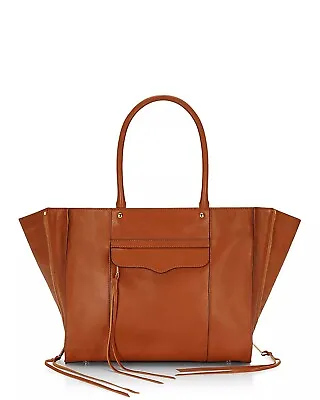 Rebecca Minkoff MAB Tote Brown Leather Double Handle Zip Satchel Handbag Medium • $48