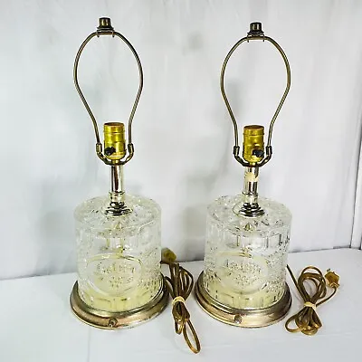 Vintage Leviton Crystal Clear  Table Lamp Set Pair 12  Tall- Lights Work • $40