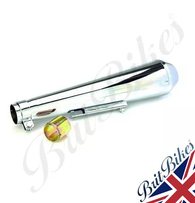 Universal 17  Chrome Reverse Cone Shorty Megaphone Motorbike Exhaust Silencer • £72