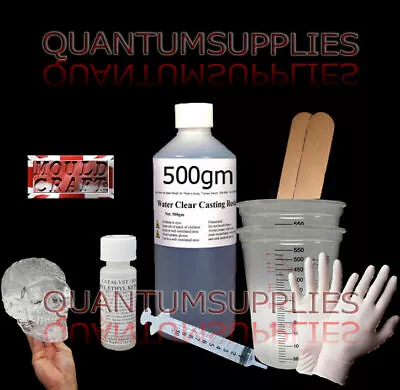 £6.48 • Buy MOULDCRAFT WATER CLEAR CASTING RESIN 500g CUPS GLOVES STICKS KIT - Jewellery