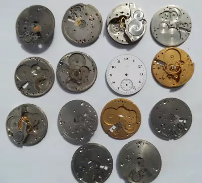 14 Pcs Vintage Elgin Mechanical Pocket Watch Partial Movements 4 Parts Lot# 13 • $12.99