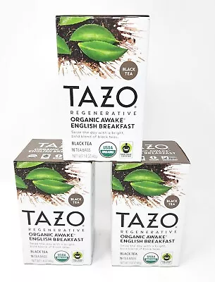 £15.13 • Buy 3 Tazo Awake English Breakfast Black Tea 20 Tea Bags Ea 60 Total EXP JUL/2024