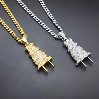 24  Men's Fashion Jewelry Hip Hop Thick Plug Pendant Necklace Chain • $9.99