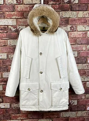 £224.72 • Buy Mens White Woolrich Arctic Parka Down Filled Hooded Coat Small  J768