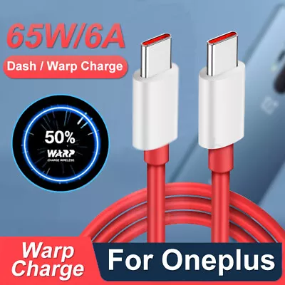 USB 65W Warp Charger Cable 6.5A Type C To Type C Cable PD USBC For Oneplus 8T • £2.63