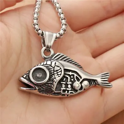 New Men's Amulet Stainless Steel Devil Fish Necklace Pendant Fashion Jewelry • $9.99