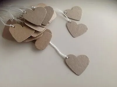 £3.95 • Buy 100 Small Kraft Heart Tie On Price Tags - Favour Tags, Jewellery Tags Labels