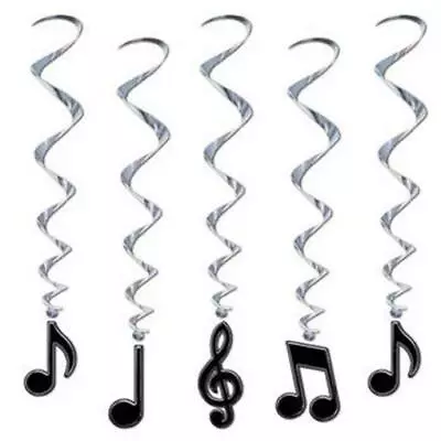 Musical Notes Hanging Whirls 5 Pack 36  Foils Hanging Music Decorations Supplies • $5.99