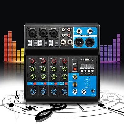 5-Channel Mini Audio Mixer Bluetooth USB DJ Console +Sound Card Studio Recording • $47.50