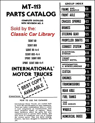 $45.95 • Buy Ih Scout 80 800 Parts Catalog Service Shop Manual Mt-113 1961-1968 International