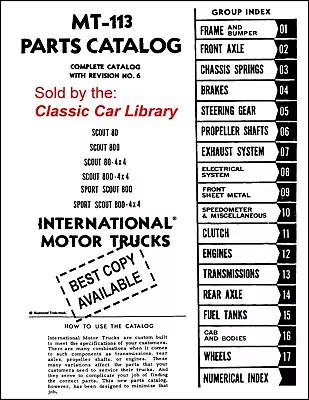 Ih Scout 80 800 Parts Catalog Service Shop Manual Mt-113 1961-1968 International • $45.95