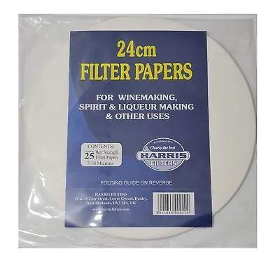 Harris 24cm Filter Papers Pack Of 25 For Winemaking Liqueurs Home Brew • £8.59