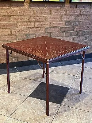 Vintage Antique Wood Folding Game/Card Table Pittsburgh Art Padded Shabby Chic • $249.99