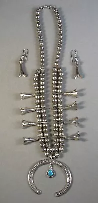 Vintage Sterling Silver HALEY Squash Blossom Naja Necklace Earrings Set   #J4533 • $449.99