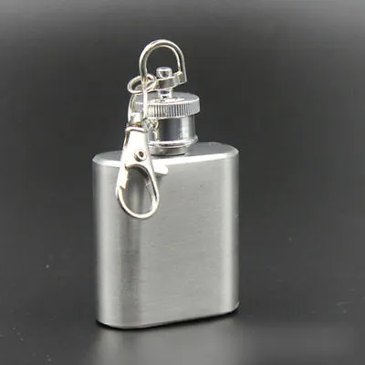 Flask 1 Oz Mini Stainless Steel Screw Cap Hip Pocket Key Chain Alcohol Liquor  • $5.49