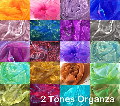 Axx 2 Tones Crystal Mirror Iridescent Organza Sheer Party Decor Fabric Material • $10.99