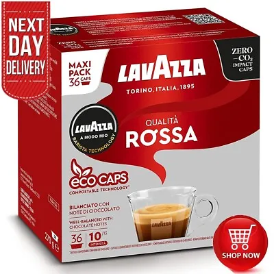 £23.97 • Buy Lavazza A Modo Mio Qualità Rossa, Coffee Pods Espresso, 36 Capsules Medium Roast