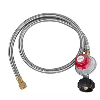 GasSaf 5 Feet Stainless Steel Braided 20 PSI Adjustable Propane Regulator Hos... • $32.30