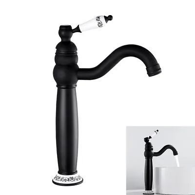 £31.89 • Buy ☛Traditional Bathroom Taps Black Tall Basin Mixer Taps Brass Counter Top Faucet